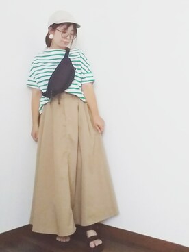 「haco!（ハコ）のpolka polka スポーツサンダル（サンダル）」を使った、yakkoさん（レディース・152cm）の夏コーディネート