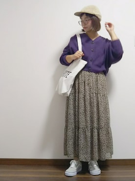 「melple（メイプル）のアイテム（帽子）」を使った、yakkoさん（レディース・152cm）の秋コーディネート