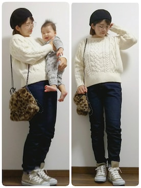 「SonnyLabel」｜「アイテム（ハンチング/ベレー帽）」を使った、yakkoさん（レディース・152cm）の秋コーディネート