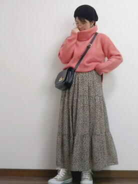 「SonnyLabel」｜「アイテム（ハンチング/ベレー帽）」を使った、yakkoさん（レディース・152cm）の秋コーディネート