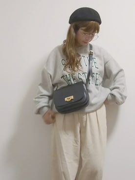 「ロングヘア」｜「アイテム（ハンチング/ベレー帽）」を使った、yakkoさん（レディース・152cm）の冬コーディネート