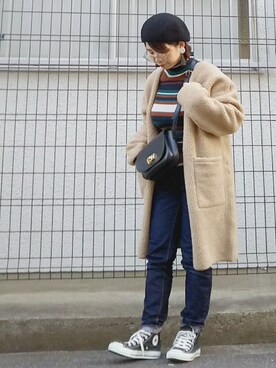 「2018マイベストコーデ」｜「アイテム（ハンチング/ベレー帽）」を使った、yakkoさん（レディース・152cm）の冬コーディネート