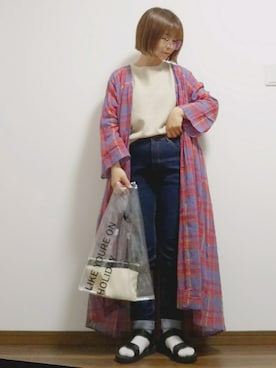 「haco!（ハコ）のpolka polka スポーツサンダル（サンダル）」を使った、yakkoさん（レディース・152cm）の春コーディネート