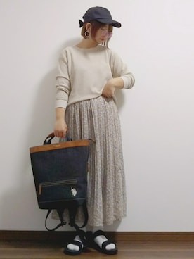 「haco!（ハコ）のpolka polka スポーツサンダル（サンダル）」を使った、yakkoさん（レディース・152cm）の春コーディネート