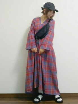 「haco!（ハコ）のpolka polka スポーツサンダル（サンダル）」を使った、yakkoさん（レディース・152cm）の春コーディネート