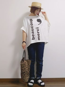 「haco!（ハコ）のpolka polka スポーツサンダル（サンダル）」を使った、yakkoさん（レディース・152cm）の春コーディネート