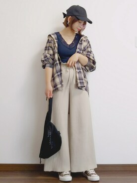 「pairpair」｜「アイテム（帽子）」を使った、yakkoさん（レディース・152cm）の春コーディネート