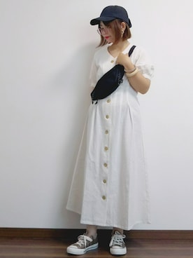 「LEPSIM（レプシィム）の2P ウッドバングル　837799（バングル/リストバンド）」を使った、yakkoさん（レディース・152cm）の春コーディネート