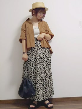 「LOWRYS FARM（ローリーズファーム）のショートＣＰＯシャツ　841006（シャツ/ブラウス）」を使った、yakkoさん（レディース・152cm）の夏コーディネート