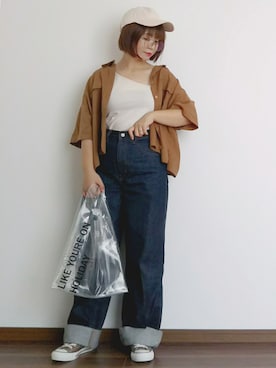 「LOWRYS FARM（ローリーズファーム）のショートＣＰＯシャツ　841006（シャツ/ブラウス）」を使った、yakkoさん（レディース・152cm）の夏コーディネート