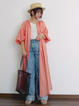 「アシンメトリー」｜「アイテム（ビーチサンダル）」を使った、yakkoさん（レディース・152cm）の夏コーディネート