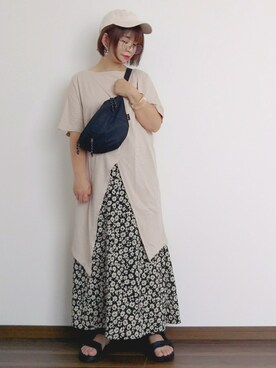 「haco!（ハコ）のpolka polka スポーツサンダル（サンダル）」を使った、yakkoさん（レディース・152cm）の夏コーディネート
