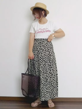「アイテム（ビーチサンダル、ピンク系）」を使った、yakkoさん（レディース・152cm）の夏コーディネート