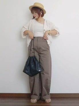 「アシンメトリー」｜「アイテム（ビーチサンダル）」を使った、yakkoさん（レディース・152cm）の夏コーディネート