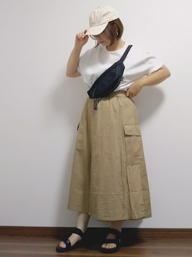 「haco!（ハコ）のpolka polka スポーツサンダル（サンダル）」を使った、yakkoさん（レディース・152cm）の夏コーディネート