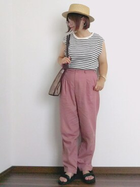 「haco!（ハコ）のpolka polka スポーツサンダル（サンダル）」を使った、yakkoさん（レディース・152cm）の夏コーディネート