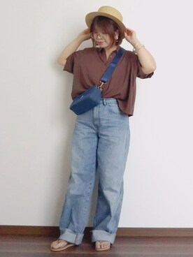 「アイテム（ビーチサンダル、ピンク系）」を使った、yakkoさん（レディース・152cm）の夏コーディネート