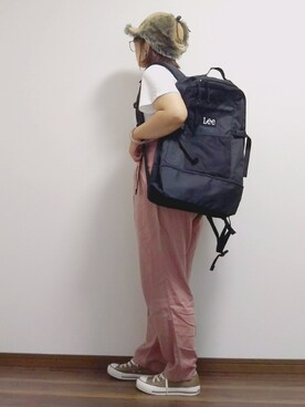 「LEPSIM（レプシィム）の2P ウッドバングル　837799（バングル/リストバンド）」を使った、yakkoさん（レディース・152cm）の夏コーディネート