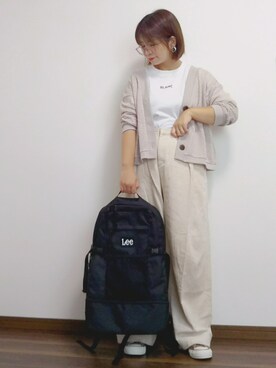 「KBF（ケイビーエフ）のスモールロゴTEE（Tシャツ/カットソー）」を使った、yakkoさん（レディース・152cm）の秋コーディネート