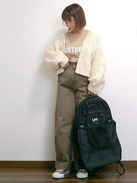 「アイテム（バックパック/リュック）」を使った、yakkoさん（レディース・152cm）の秋コーディネート