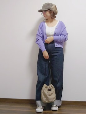 「CONVERSE（コンバース）の【CONVERSE】キルトリバ巾着（ショルダーバッグ）」を使った、yakkoさん（レディース・152cm）の秋コーディネート