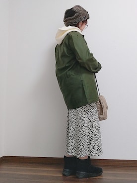 「CONVERSE（コンバース）の【CONVERSE】キルトリバ巾着（ショルダーバッグ）」を使った、yakkoさん（レディース・152cm）の冬コーディネート