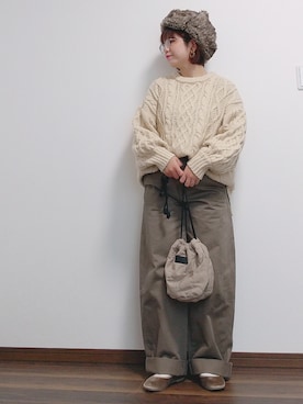 「アイテム（バレエシューズ）」を使った、yakkoさん（レディース・152cm）の冬コーディネート