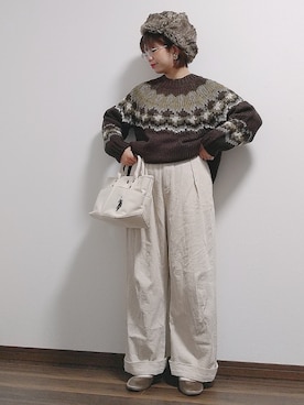 「SVEC（シュベック）のカンフーシューズ kung fu Shoes / ストラップパンプス（バレエシューズ）」を使った、yakkoさん（レディース・152cm）の冬コーディネート