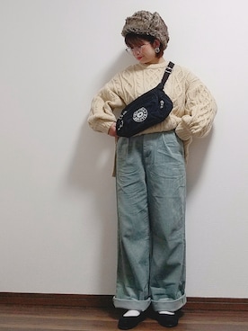 「SVEC（シュベック）のカンフーシューズ kung fu Shoes / ストラップパンプス（バレエシューズ）」を使った、yakkoさん（レディース・152cm）の冬コーディネート