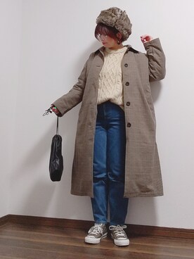 「Samansa Mos2 blue（サマンサモスモスブルー）のアイテム（その他アウター）」を使った、yakkoさん（レディース・152cm）の冬コーディネート
