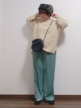 「SVEC（シュベック）のカンフーシューズ kung fu Shoes / ストラップパンプス（バレエシューズ）」を使った、yakkoさん（レディース・152cm）の冬コーディネート