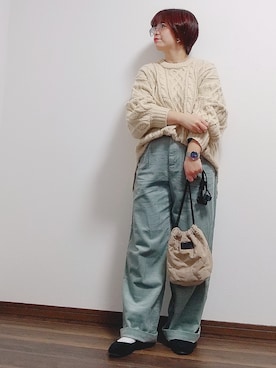 「アイテム（バレエシューズ）」を使った、yakkoさん（レディース・152cm）の冬コーディネート