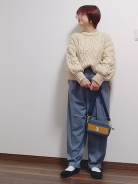 「SVEC（シュベック）のカンフーシューズ kung fu Shoes / ストラップパンプス（バレエシューズ）」を使った、yakkoさん（レディース・152cm）の冬コーディネート