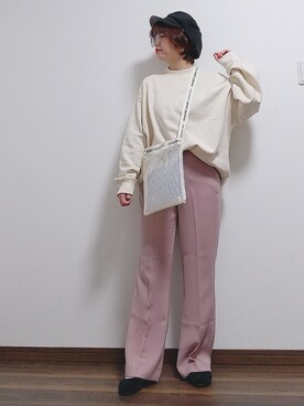 「SVEC（シュベック）のカンフーシューズ kung fu Shoes / ストラップパンプス（バレエシューズ）」を使った、yakkoさん（レディース・152cm）の冬コーディネート