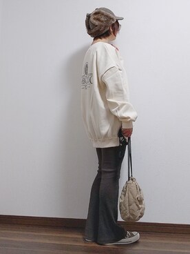 「CLEA（クレア）のアイテム（スウェット）」を使った、yakkoさん（レディース・152cm）の冬コーディネート