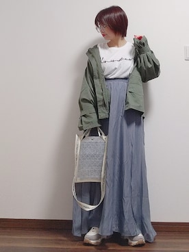 「reca（レカ）のアイテム（ミリタリージャケット）」を使った、yakkoさん（レディース・152cm）の冬コーディネート