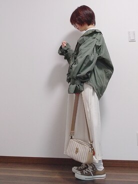 「reca（レカ）のアイテム（ミリタリージャケット）」を使った、yakkoさん（レディース・152cm）の春コーディネート