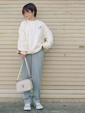 「CLEA（クレア）のアイテム（スウェット）」を使った、yakkoさん（レディース・152cm）の春コーディネート