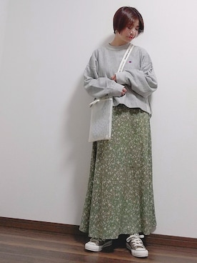 「La-gemme」｜「アイテム（スウェット）」を使った、yakkoさん（レディース・152cm）の春コーディネート