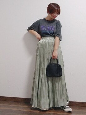 「ミントグリーン」｜「アイテム（ボストンバッグ）」を使った、yakkoさん（レディース・152cm）の夏コーディネート