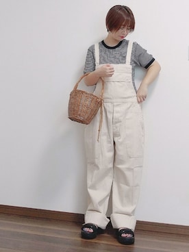 「WAIPER.inc（ワイパーインク）のアイテム（オールインワン・サロペット）」を使った、yakkoさん（レディース・152cm）の夏コーディネート