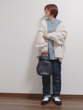 「SVEC（シュベック）のカンフーシューズ kung fu Shoes / ストラップパンプス（バレエシューズ）」を使った、yakkoさん（レディース・152cm）の秋コーディネート