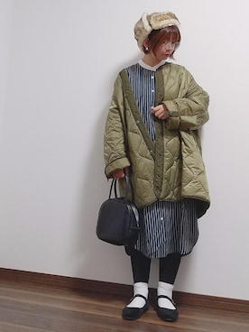 「アイテム（イヤリング）」を使った、yakkoさん（レディース・152cm）の秋コーディネート