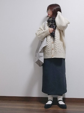 「エコバッグ」｜「アイテム（バレエシューズ）」を使った、yakkoさん（レディース・152cm）の冬コーディネート