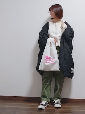 「Traditional Weatherwear（トラディショナルウェザーウェア）のMARCHE BAG MINI（トートバッグ）」を使った、yakkoさん（レディース・152cm）の春コーディネート
