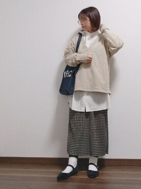 「AmbreNeige」｜「アイテム（スウェット）」を使った、yakkoさん（レディース・152cm）の春コーディネート