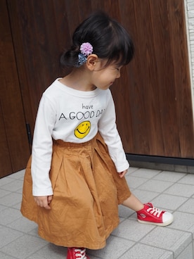 「NEEDLE WORK（ニードルワーク）のアイテム」を使った、yunopi_codeさん（キッズ・100cm）の秋コーディネート