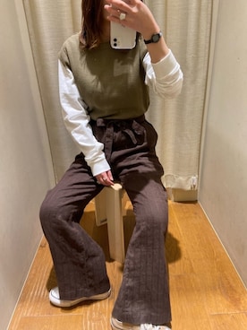 「アイテム（その他、ブラウン系）」を使った、つんさん（レディース・154cm）の春コーディネート