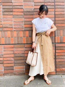 「Right-on（ライトオン）のアイテム（サンダル）」を使った、つんさん（レディース・154cm）の夏コーディネート