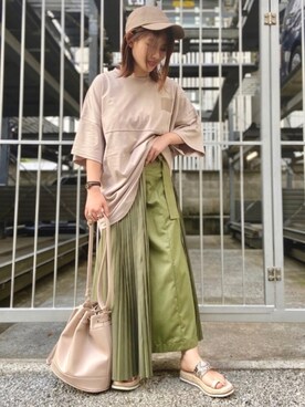 「RAG MACHINE（ラグマシーン）のアイテム（バッグ）」を使った、つんさん（レディース・154cm）の夏コーディネート